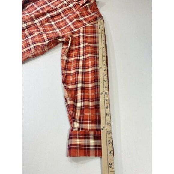 COPY - Lands' End Mens  Button Down Shirt Long Sleeve Rust Tan Plaid - Size L E… - Picture 9 of 9